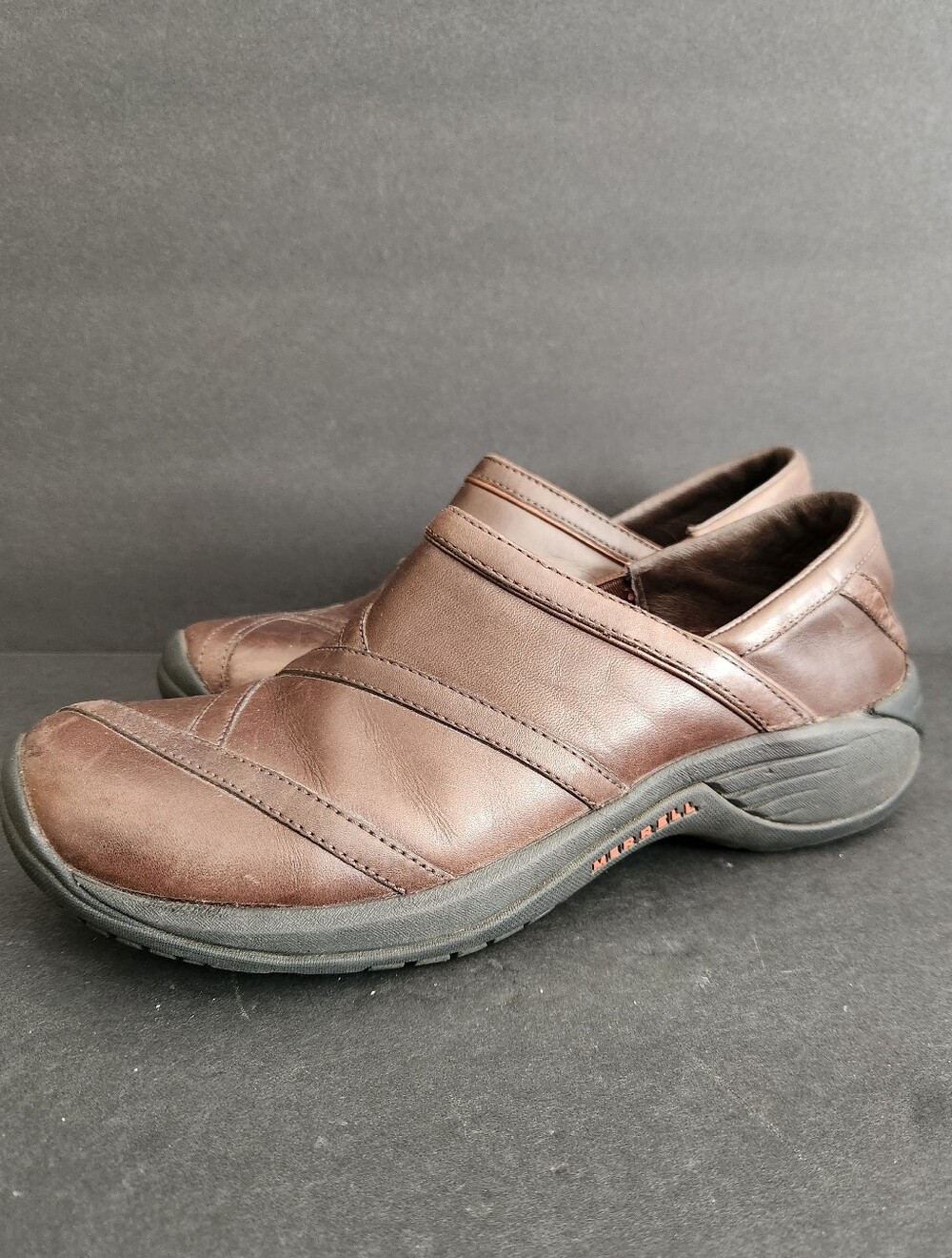 Merrell Encore Eclipse Brown Leather Slip On Shoes Womens Size 8.5